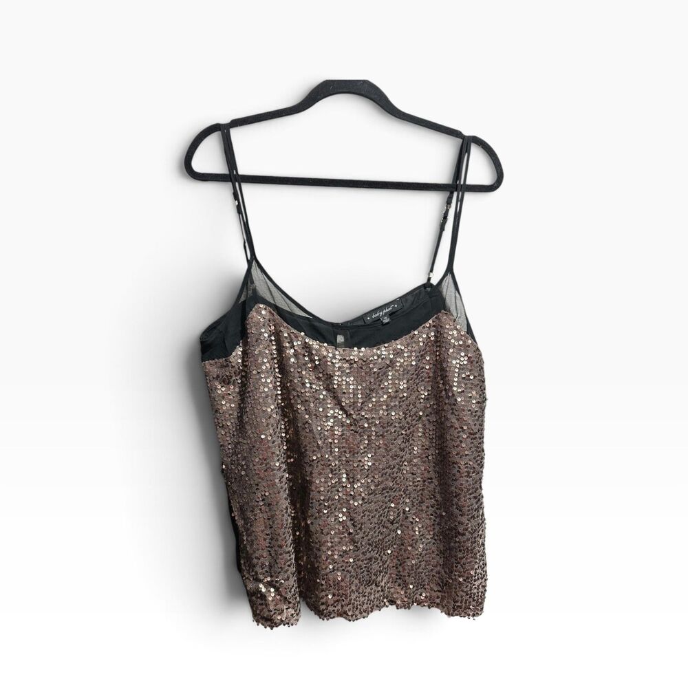 Y2K Baby Phat Sequin Blouse Women's 1X Metallic Gold Flowy Vintage Top
